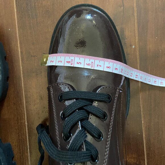 Chunky Lace-Up Platform Patent Shoes - Brown - Picture 5 of 9